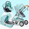 Multifunctional 3 in 1 Baby Stroller High Landscape Stroller Folding Carriage Gold Strollers Newborn Stroller - Image 2